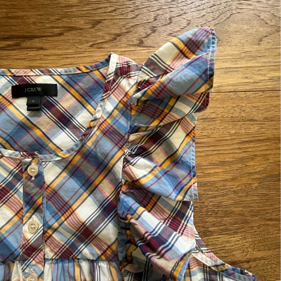 J. Crew Plaid Ruffle Tank Blouse Women’s Sz 6 Preppy Academia Fishercore Coastal - Picture 4 of 7